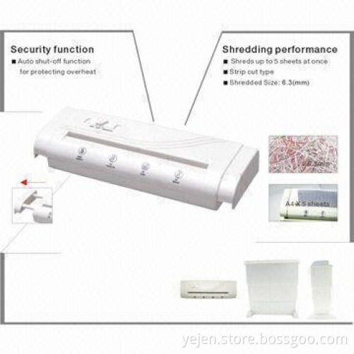 A4 Strip Cur Paper Shredder with 6.3mm Shredded Size and 8±1s/Paper Shredded Speed
